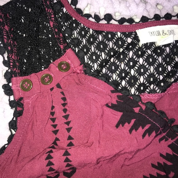 Taylor and sage maroon and black lace romper new - Picture 4 of 4